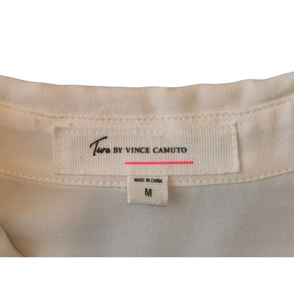 Two By Vince Comuto M 100% Silk White Button Down Blouse CBK Minimalist Luxury - Picture 3 of 6